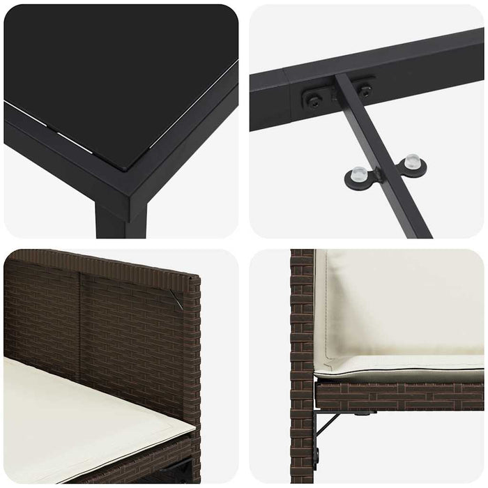 Set de masă pentru grădină 9 pcs Maro poliratan - WALTI WALTI