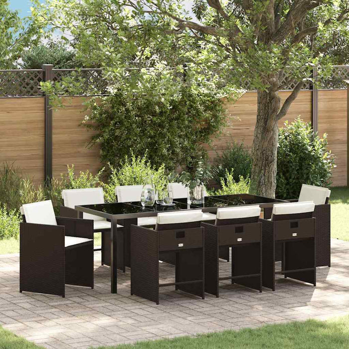Set de masă pentru grădină 9 pcs Maro poliratan - WALTI WALTI