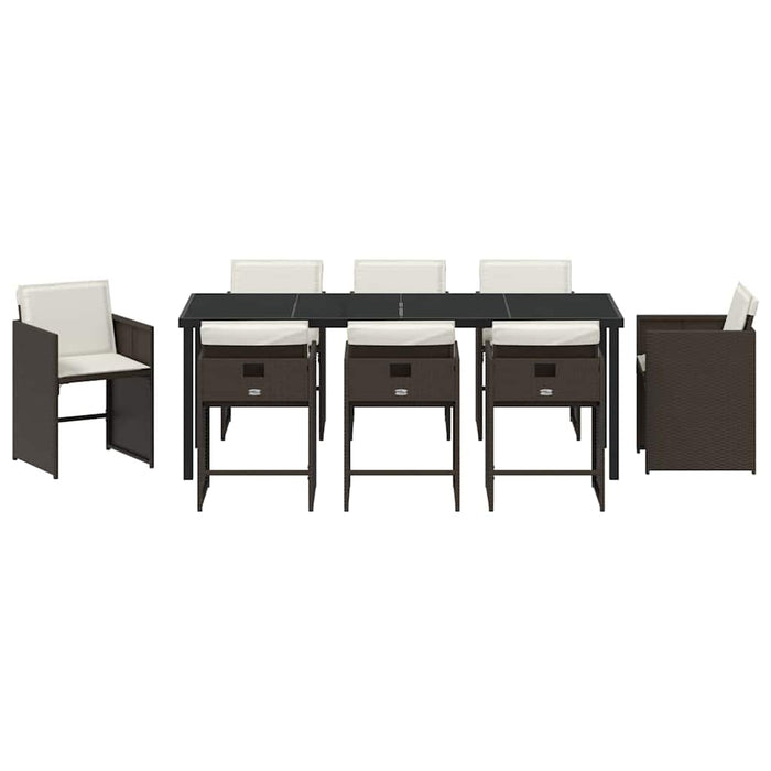 Set de masă pentru grădină 9 pcs Maro poliratan - WALTI WALTI
