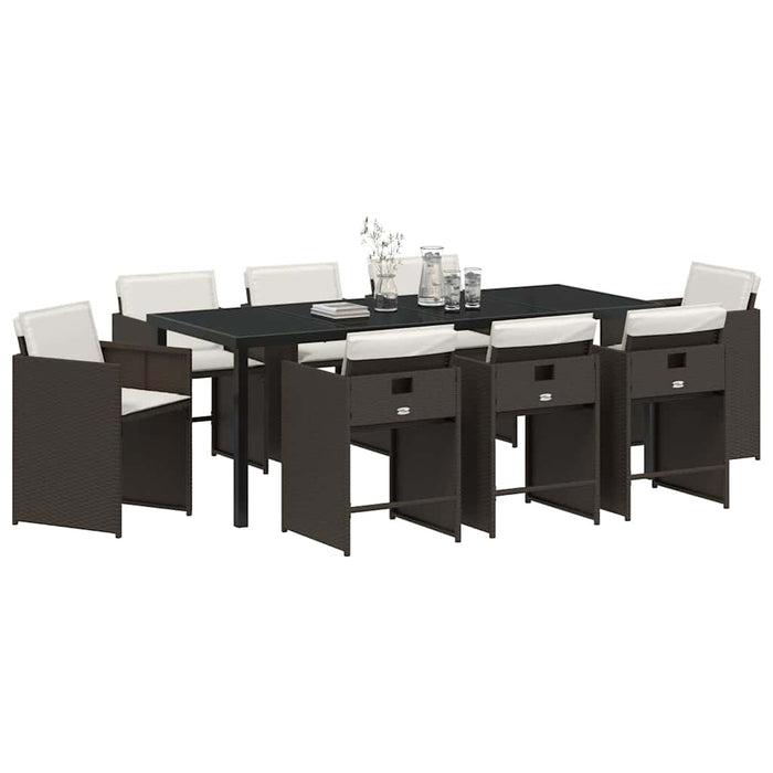 Set de masă pentru grădină 9 pcs Maro poliratan - WALTI WALTI