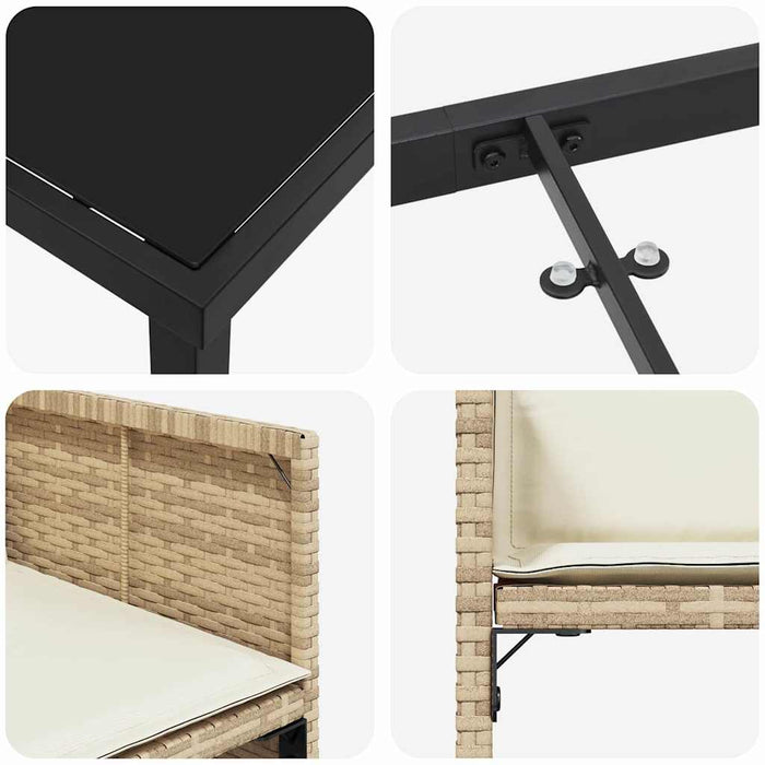 Set de masă pentru grădină 9 pcs Bej poliratan - WALTI WALTI