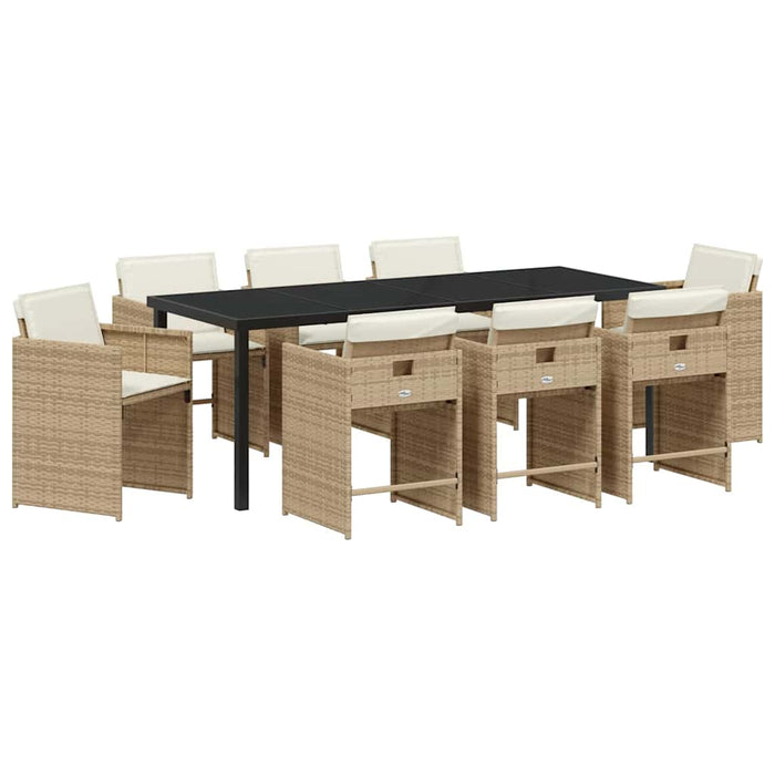 Set de masă pentru grădină 9 pcs Bej poliratan - WALTI WALTI