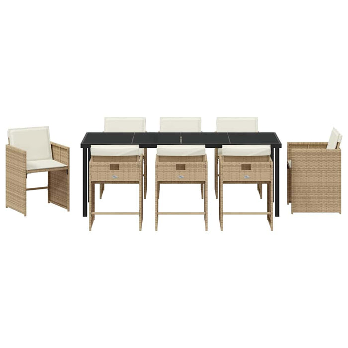 Set de masă pentru grădină 9 pcs Bej poliratan - WALTI WALTI