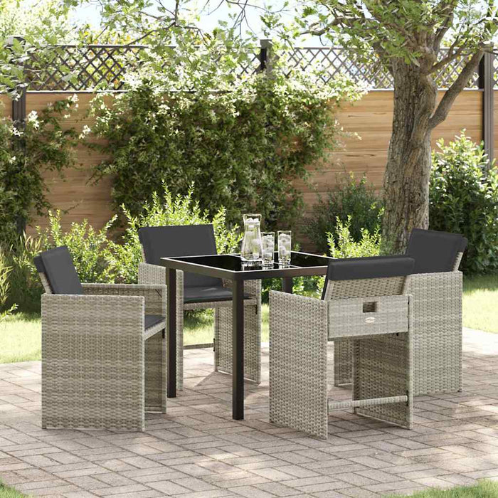 Set de masă pentru grădină 5 pcs Gri deschis poliratan - WALTI WALTI