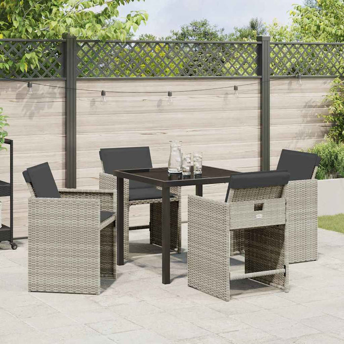 Set de masă pentru grădină 5 pcs Gri deschis poliratan - WALTI WALTI