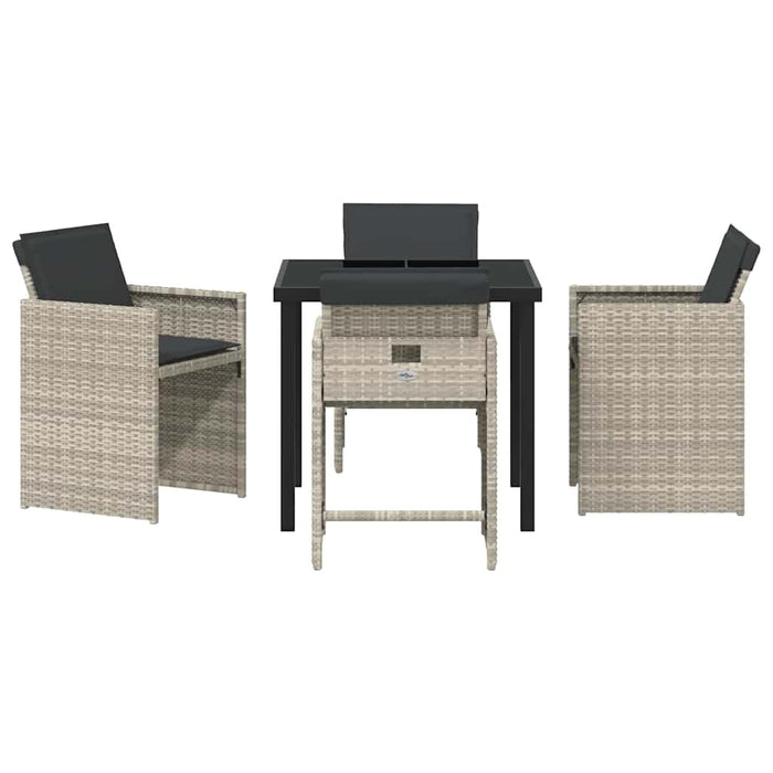 Set de masă pentru grădină 5 pcs Gri deschis poliratan - WALTI WALTI
