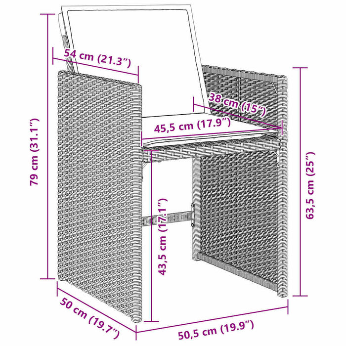 Set de masă pentru grădină 9 pcs Gri deschis poliratan - WALTI WALTI