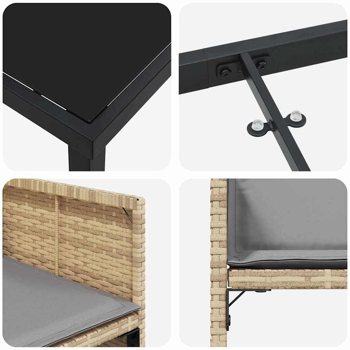 Set de masă pentru grădină 9 pcs Bej poliratan - WALTI WALTI