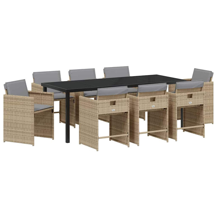 Set de masă pentru grădină 9 pcs Bej poliratan - WALTI WALTI