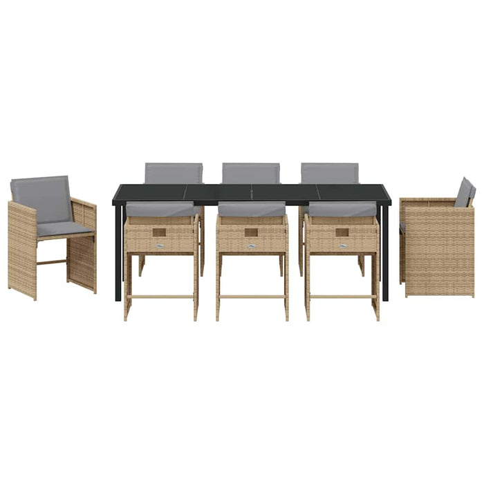 Set de masă pentru grădină 9 pcs Bej poliratan - WALTI WALTI