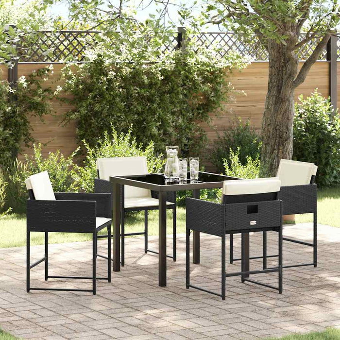 Set de masă pentru grădină 5 pcs Negru poliratan - WALTI WALTI