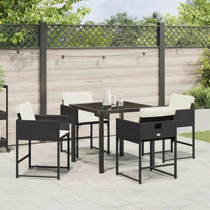 Set de masă pentru grădină 5 pcs Negru poliratan - WALTI WALTI