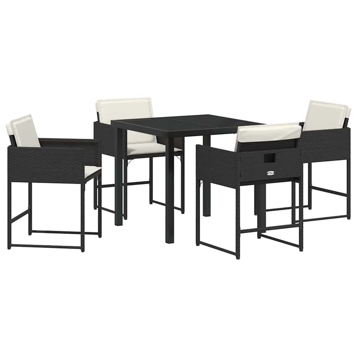 Set de masă pentru grădină 5 pcs Negru poliratan - WALTI WALTI