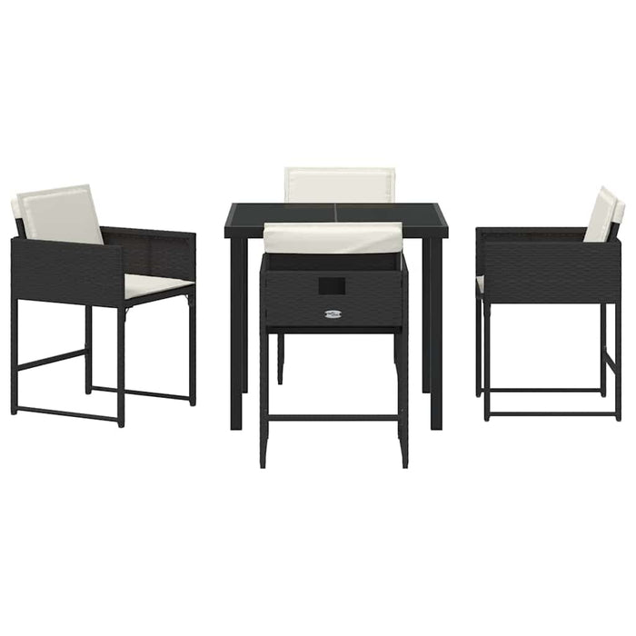 Set de masă pentru grădină 5 pcs Negru poliratan - WALTI WALTI