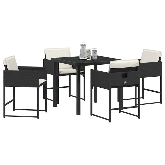 Set de masă pentru grădină 5 pcs Negru poliratan - WALTI WALTI