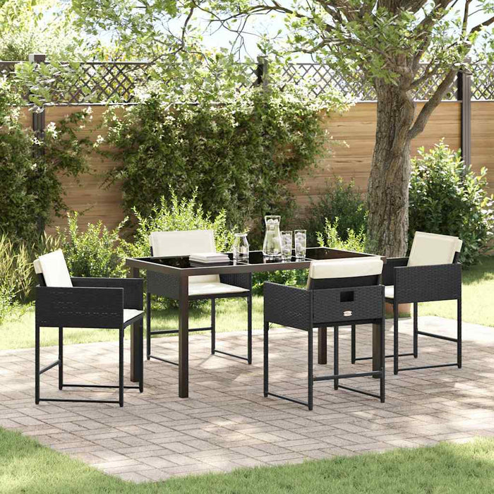 Set de masă pentru grădină 5 pcs Negru poliratan - WALTI WALTI