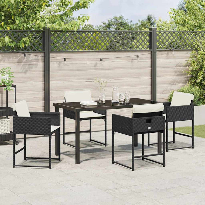 Set de masă pentru grădină 5 pcs Negru poliratan - WALTI WALTI