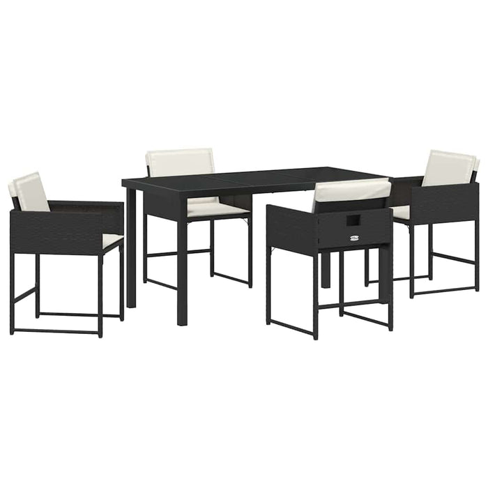 Set de masă pentru grădină 5 pcs Negru poliratan - WALTI WALTI