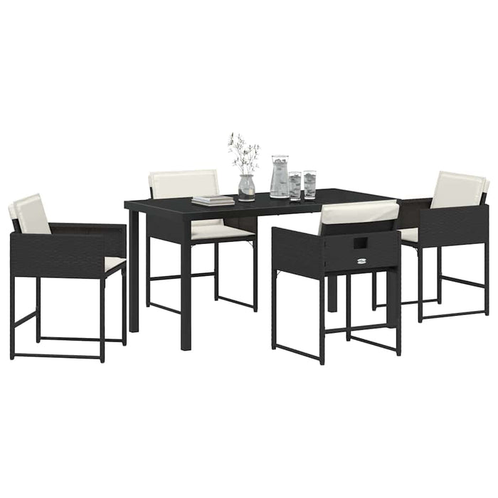 Set de masă pentru grădină 5 pcs Negru poliratan - WALTI WALTI