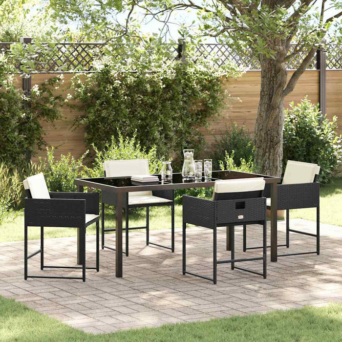 Set de masă pentru grădină 5 pcs Negru poliratan WALTI