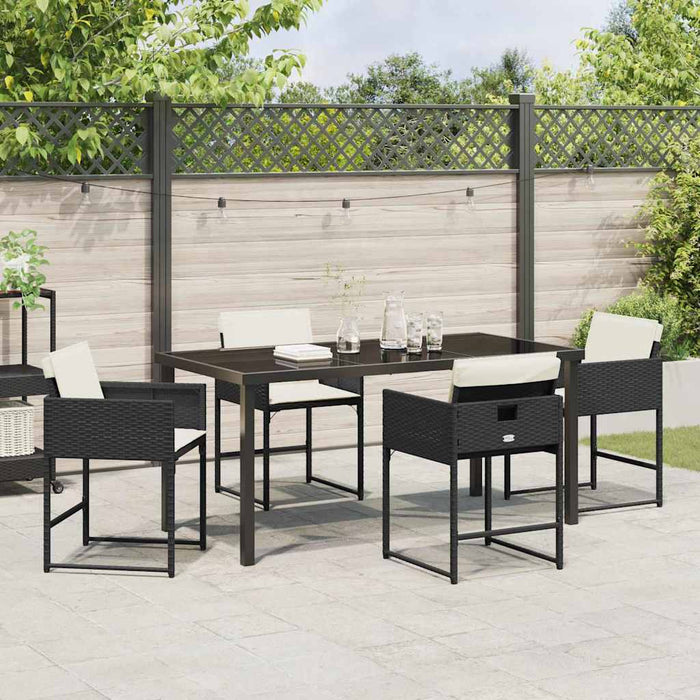 Set de masă pentru grădină 5 pcs Negru poliratan WALTI
