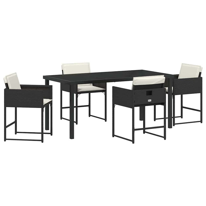 Set de masă pentru grădină 5 pcs Negru poliratan WALTI