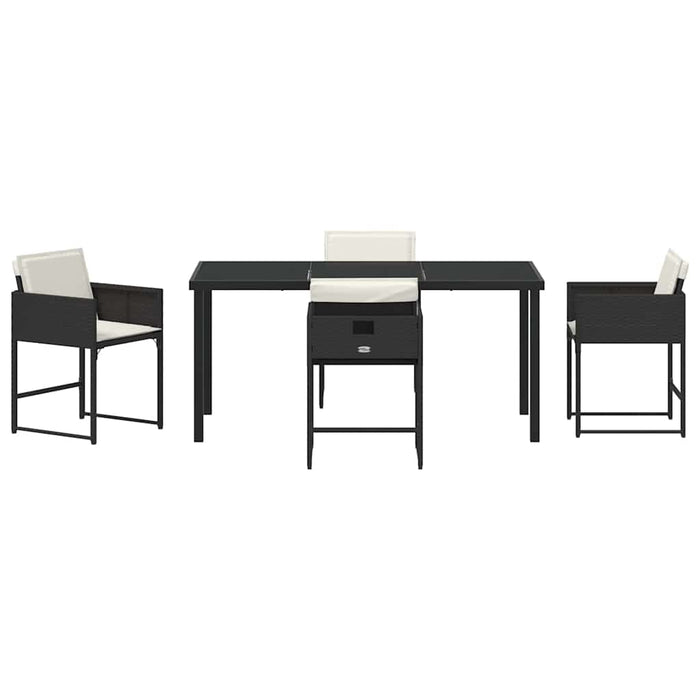 Set de masă pentru grădină 5 pcs Negru poliratan WALTI