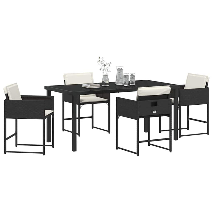 Set de masă pentru grădină 5 pcs Negru poliratan WALTI