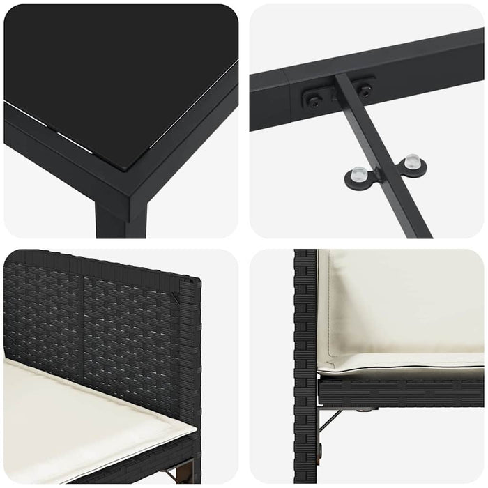 Set de masă pentru grădină 9 pcs Negru poliratan - WALTI WALTI