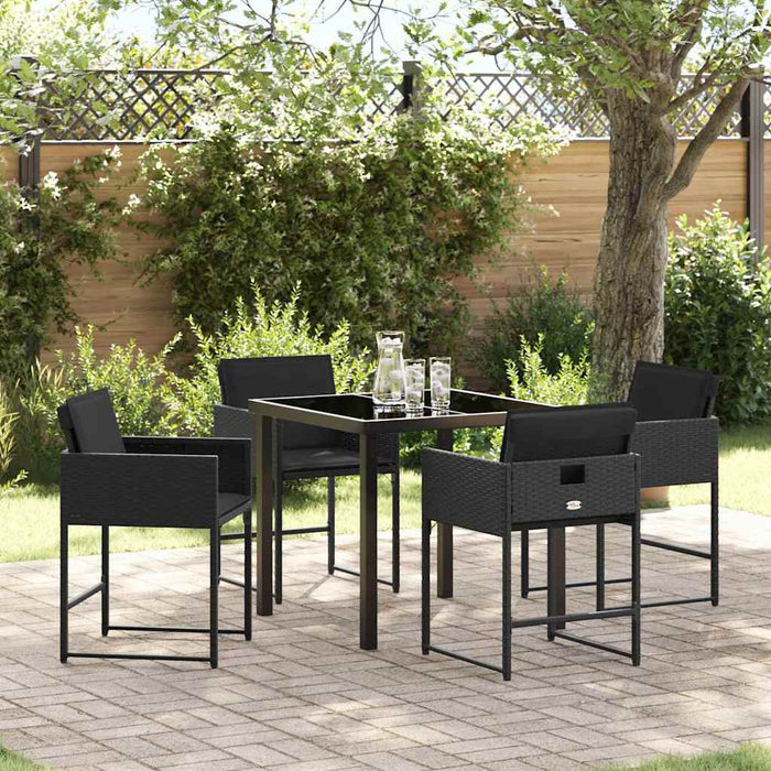 Set de masă pentru grădină 5 pcs Negru poliratan - WALTI WALTI