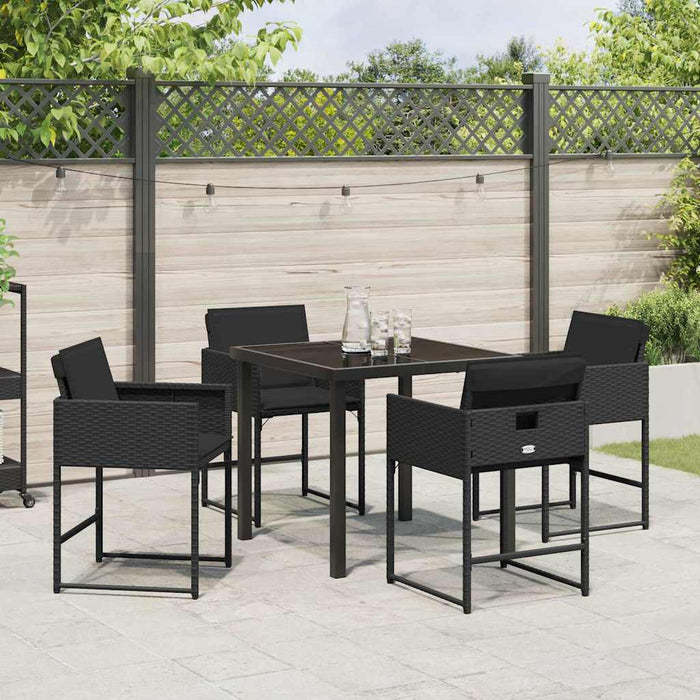 Set de masă pentru grădină 5 pcs Negru poliratan - WALTI WALTI