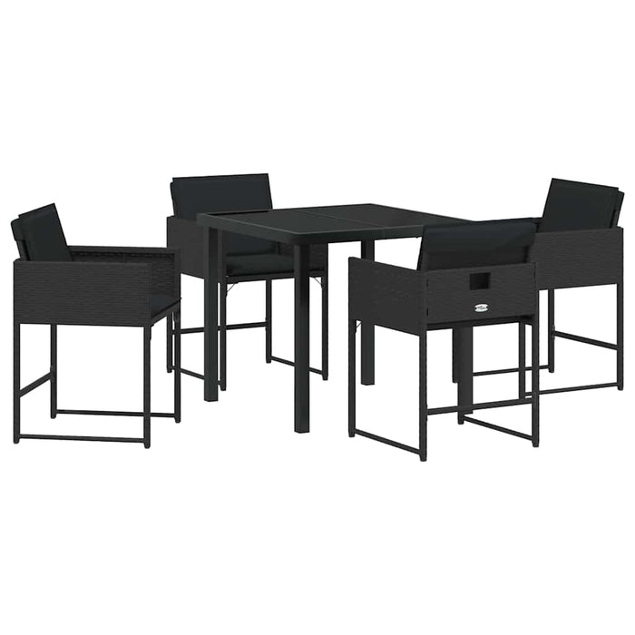 Set de masă pentru grădină 5 pcs Negru poliratan - WALTI WALTI