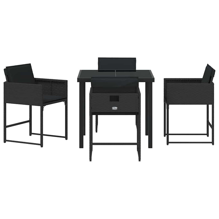 Set de masă pentru grădină 5 pcs Negru poliratan - WALTI WALTI