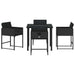 Set de masă pentru grădină 5 pcs Negru poliratan - WALTI WALTI
