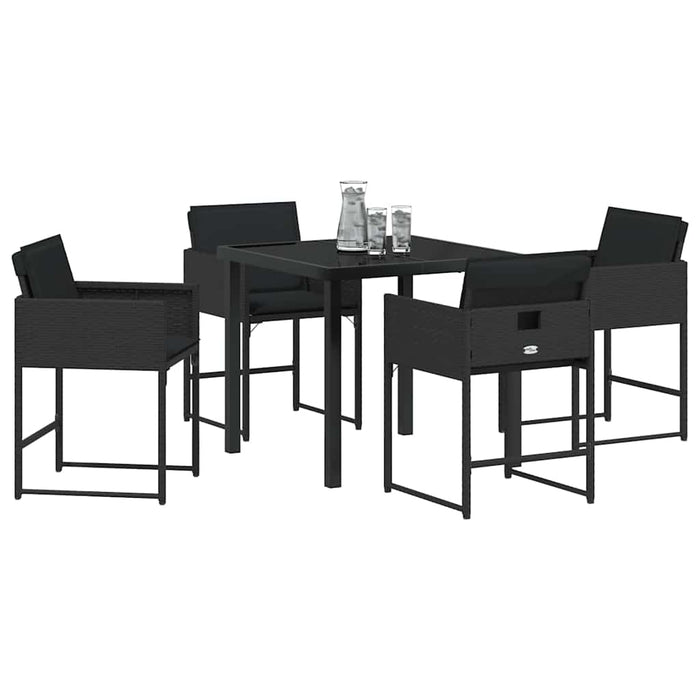 Set de masă pentru grădină 5 pcs Negru poliratan - WALTI WALTI