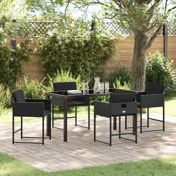 Set de masă pentru grădină 5 pcs Negru poliratan - WALTI WALTI