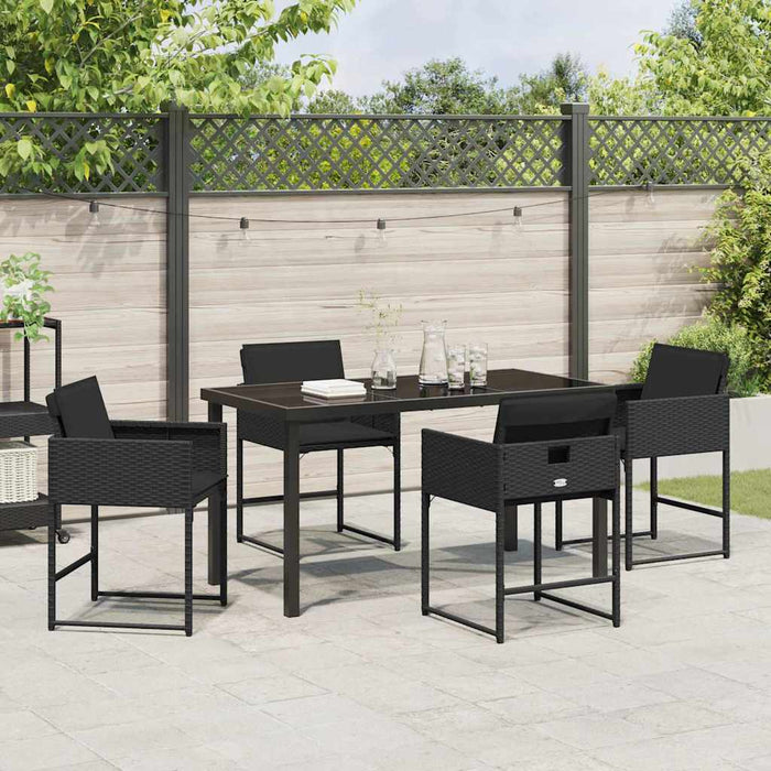 Set de masă pentru grădină 5 pcs Negru poliratan - WALTI WALTI