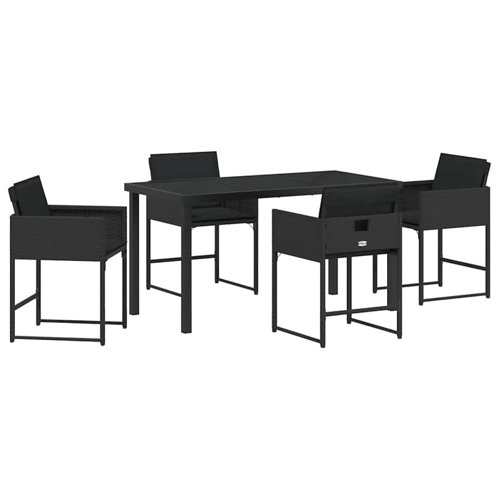 Set de masă pentru grădină 5 pcs Negru poliratan - WALTI WALTI