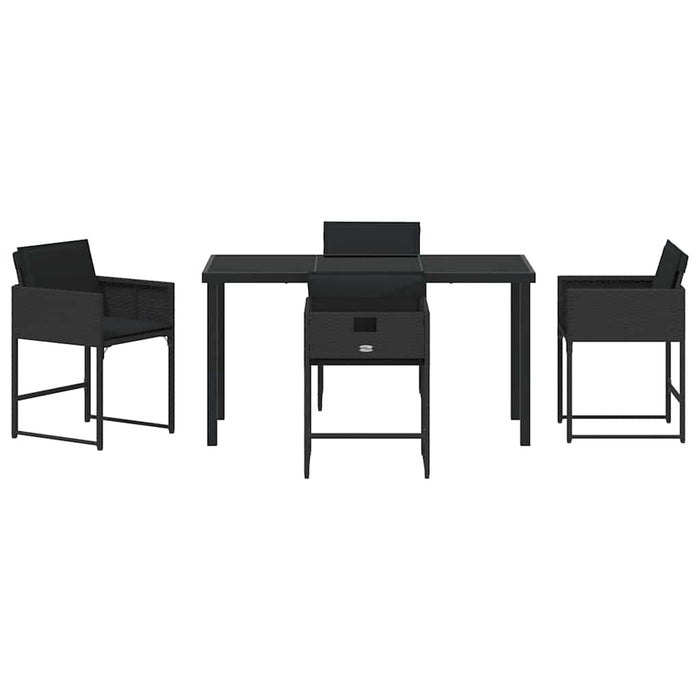 Set de masă pentru grădină 5 pcs Negru poliratan - WALTI WALTI
