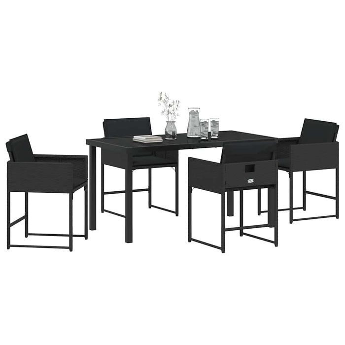 Set de masă pentru grădină 5 pcs Negru poliratan - WALTI WALTI