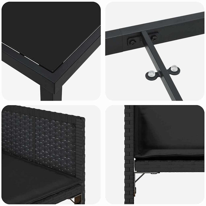 Set de masă pentru grădină 5 pcs Negru poliratan WALTI