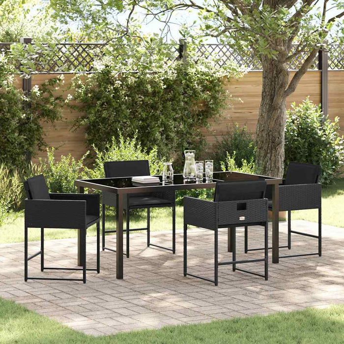 Set de masă pentru grădină 5 pcs Negru poliratan WALTI