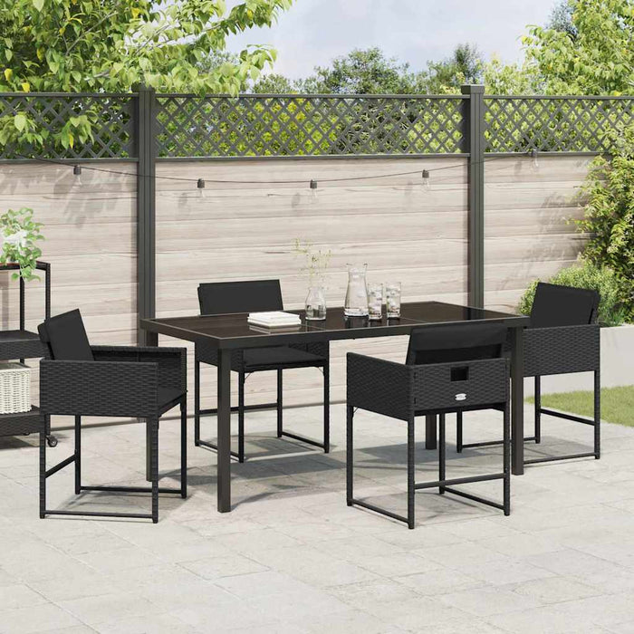 Set de masă pentru grădină 5 pcs Negru poliratan WALTI