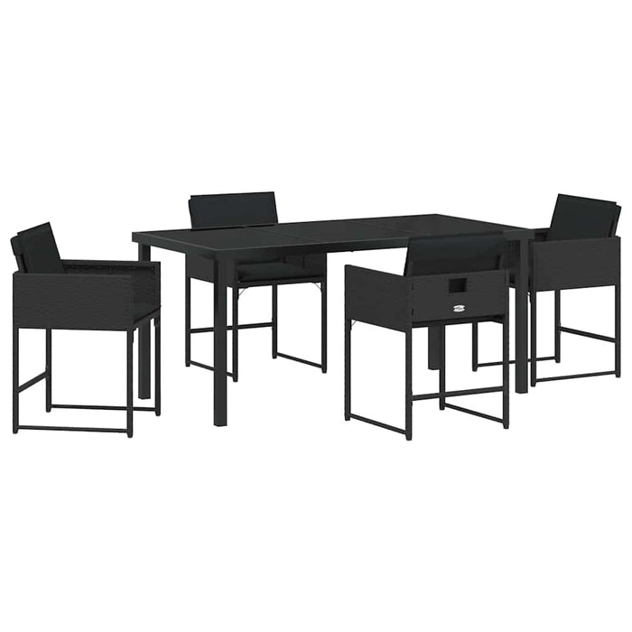 Set de masă pentru grădină 5 pcs Negru poliratan WALTI