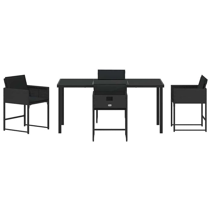 Set de masă pentru grădină 5 pcs Negru poliratan WALTI
