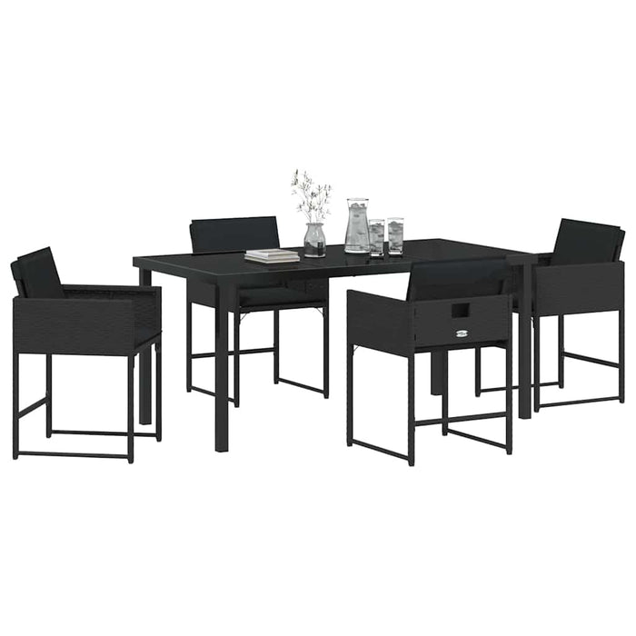 Set de masă pentru grădină 5 pcs Negru poliratan WALTI