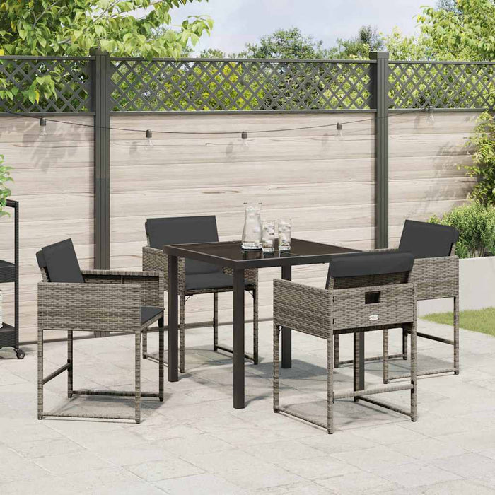 Set de masă pentru grădină 5 pcs Gri poliratan - WALTI WALTI