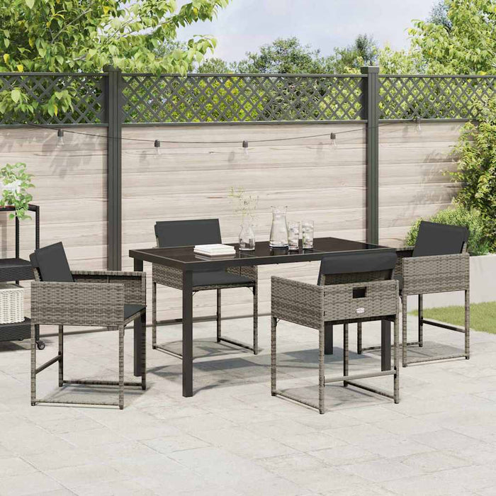 Set de masă pentru grădină 5 pcs Gri poliratan - WALTI WALTI