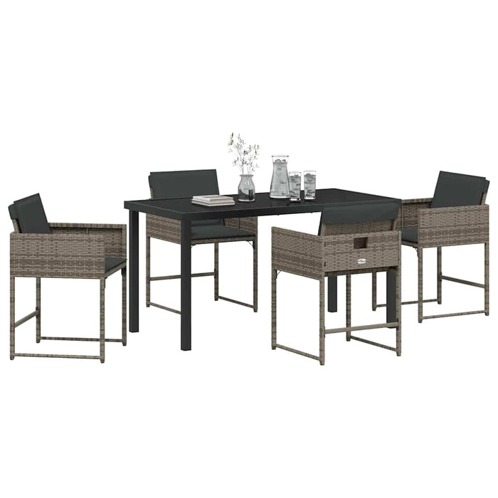 Set de masă pentru grădină 5 pcs Gri poliratan - WALTI WALTI