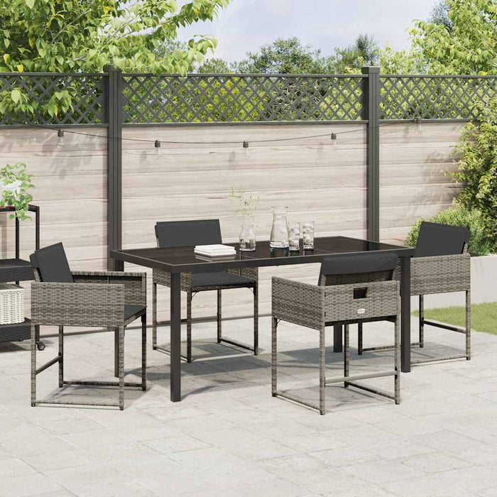 Set de masă pentru grădină 5 pcs Gri poliratan WALTI